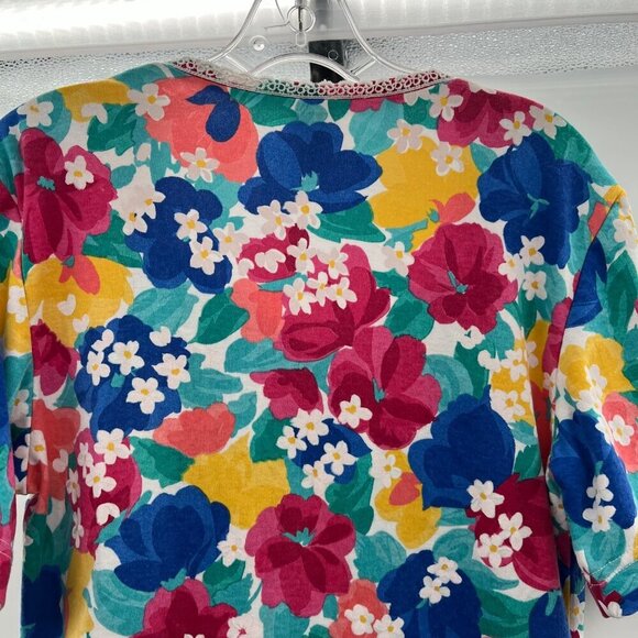 Units Limited Edition Women's Floral Crochet Short Sleeve Top Size 1 - Picture 6 of 9
